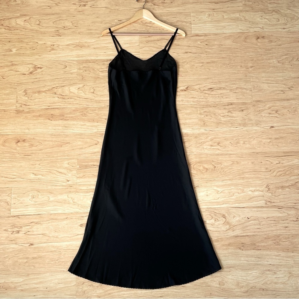 Romantic Goth Long Black Sheer Slip Dress Size 34* Spaghetti Strap V-neck - Picture 7 of 8